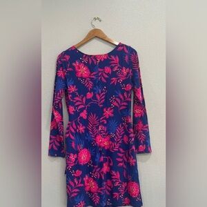 NWOT LILLY PULITZER BRYSON DRESS BLUE & PINK - NEVER ENDING SUMMER - size Large